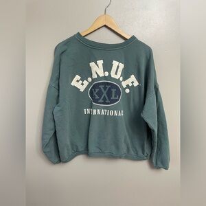 Vintage Enuf Internationale Sweatshirt crop crewneck green E.N.U.F. 90s Y2K